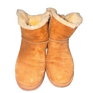 UGG Australia Womens Classic Short Sheepskin Boots With Bows Tan Size 8